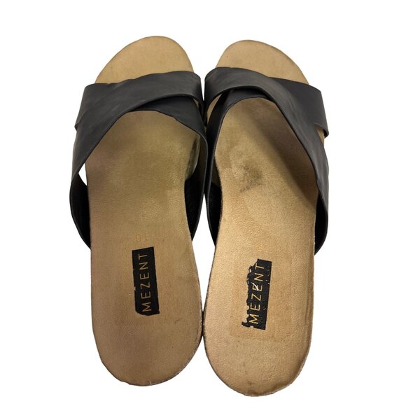 Mezent Women's Sandals Espadrilles Cork Footbed Black Platform Size 10 NEW - Picture 8 of 11